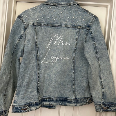 Bridal Shower Gift,bride Denim Jacket With Pearls, Customized ...