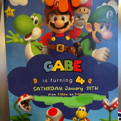 Super Mario Birthday Invitation, Birthday Invitation, Mario Waterslide Invitation, Editable ...
