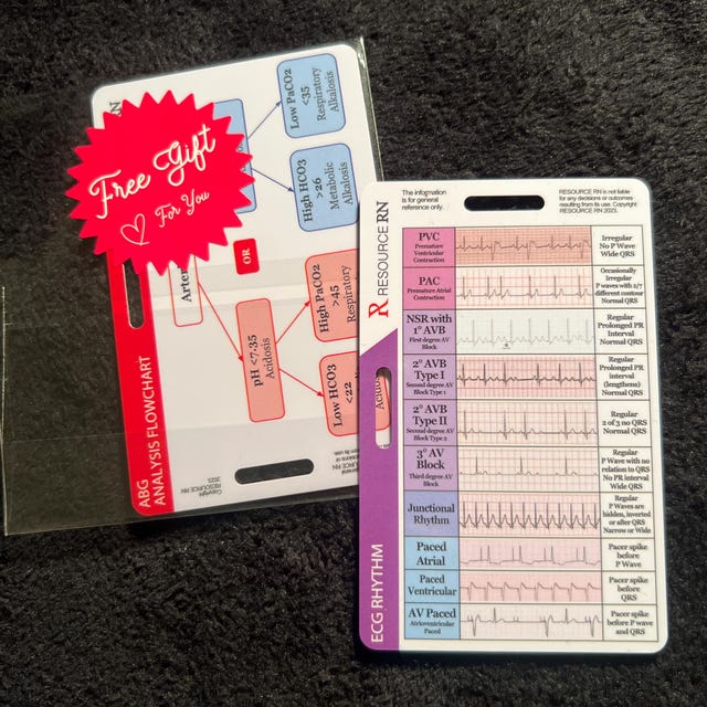 2Packs EKG Rhythm Interpretation Card- With 3X Pocket Magnifier &Badge Holder- Quick ECG Reference Guide For KardiaMobile- Durable Plastic-Nurse Gifts-for Horizontal & Vertical-Upgraded Big Text
