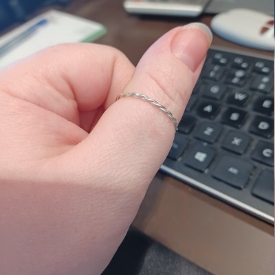 Silver Twist Ring Relaxed Rope Infinity Loose Twisted Skinny Wedding ...