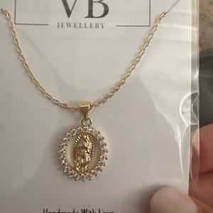 18k Gold Plated Virgin Mary Necklace | Our Lady Of Guadalupe Necklace | Minimalist Pendant | Dainty Layering Necklace | Gift For Her