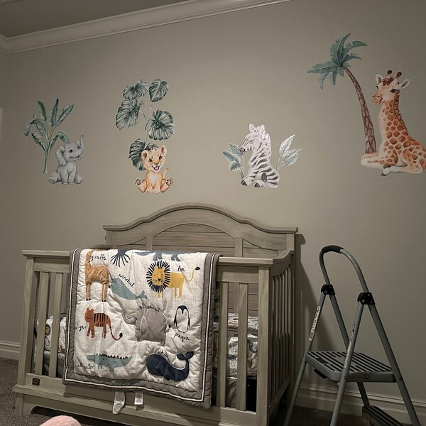 Cute Safari Animals Wall Decal for Kids, Removable Peel and Stick Wall ...