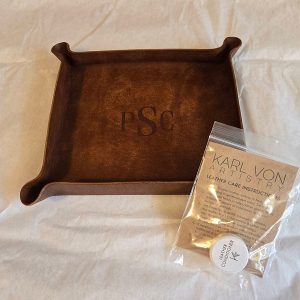 Large Monogram Leather Ring Dish (custom Leather Catchall, Leather ...