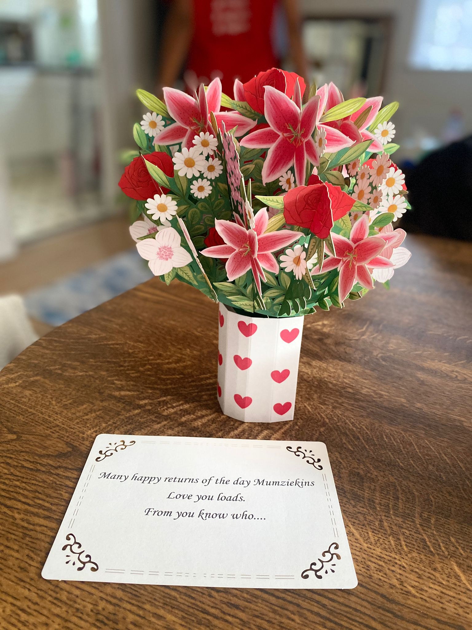 Cherry Bouquet - Pop Up 3D Card Father&#39;s Mother’s Day Birthday Valentines Wedding Anniversary Thank You Keepsake Blossoms will Last All Year