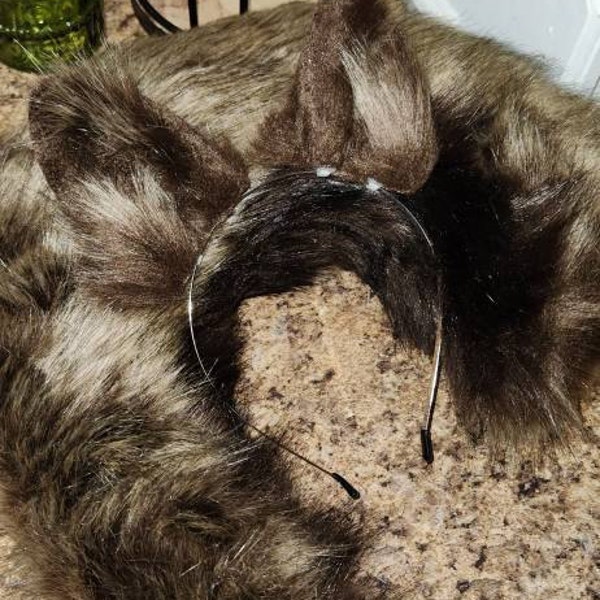 Wolf Ear and Tail Set Realistic Faux Fur Fox Ear and Tail Set Anime ...