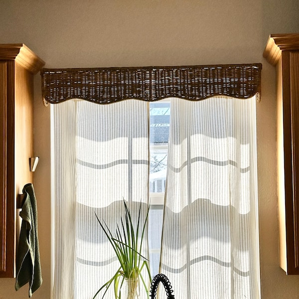 Rattan Scallop Window Pelmet, Window Wicker Cornice, Rattan Valance ...