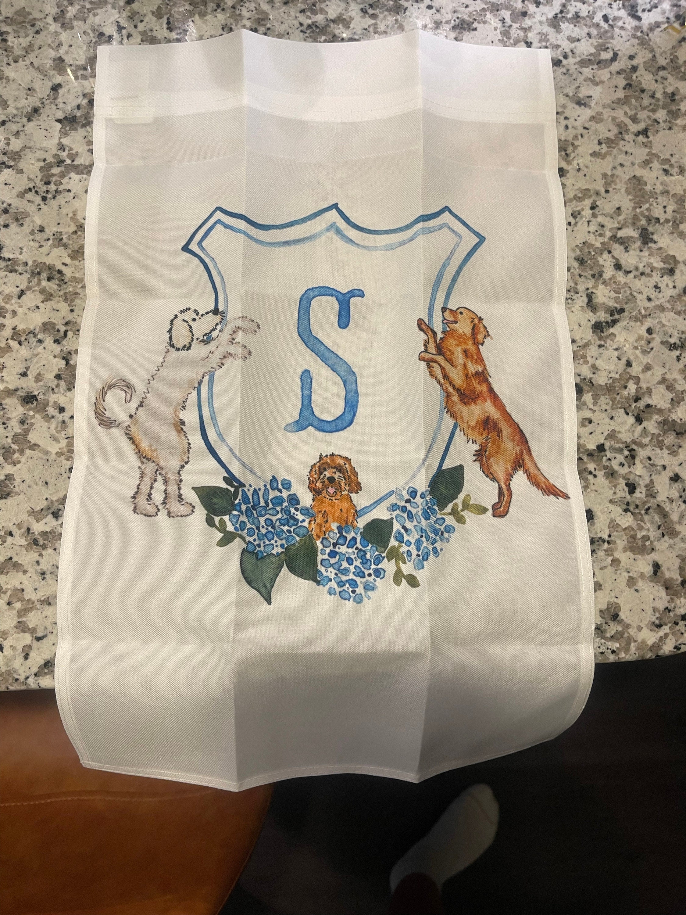 The Katherine Crest Mix and Match Pet Garden Flag | Personalized Pet Yard Flag, Goldendoodle, Golden Retriever, Lab, GSP, Spaniel, Cat