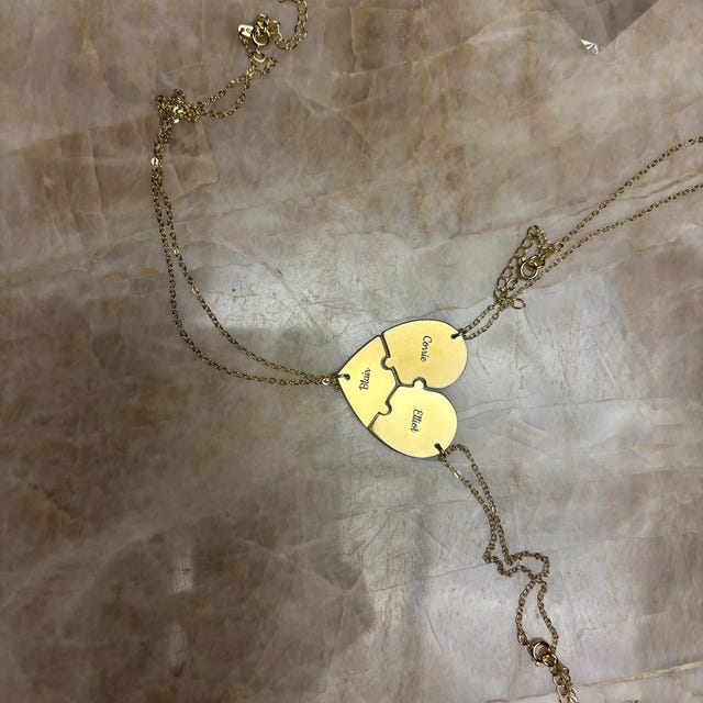 MeMeDIY Collana Personalizzata Con Ciondolo A Puzzle A Forma Di Cuore Per Coppie E Amici, Acciaio Inox, Ipoallergenico