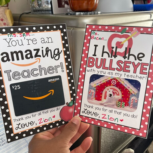 Christmas Teacher Gift - Gift Card Tag for Teacher Christmas Gift - Gift Card Holder - Gift Card ...