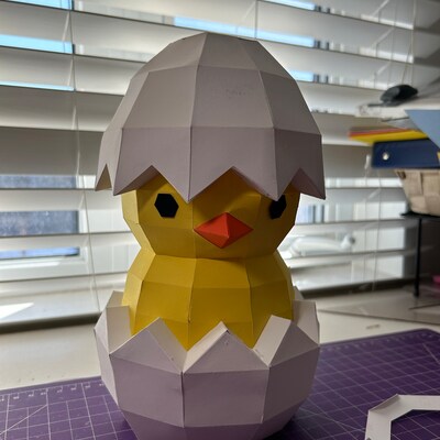 Chick in Egg Papercraft 3D DIY Low Poly Paper Crafts Easter Decor Model ...