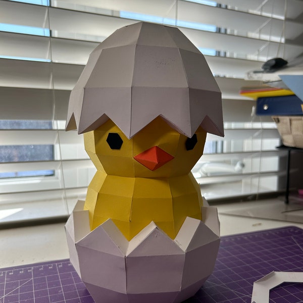 Chick in Egg Papercraft 3D DIY Low Poly Paper Crafts Easter Decor Model ...