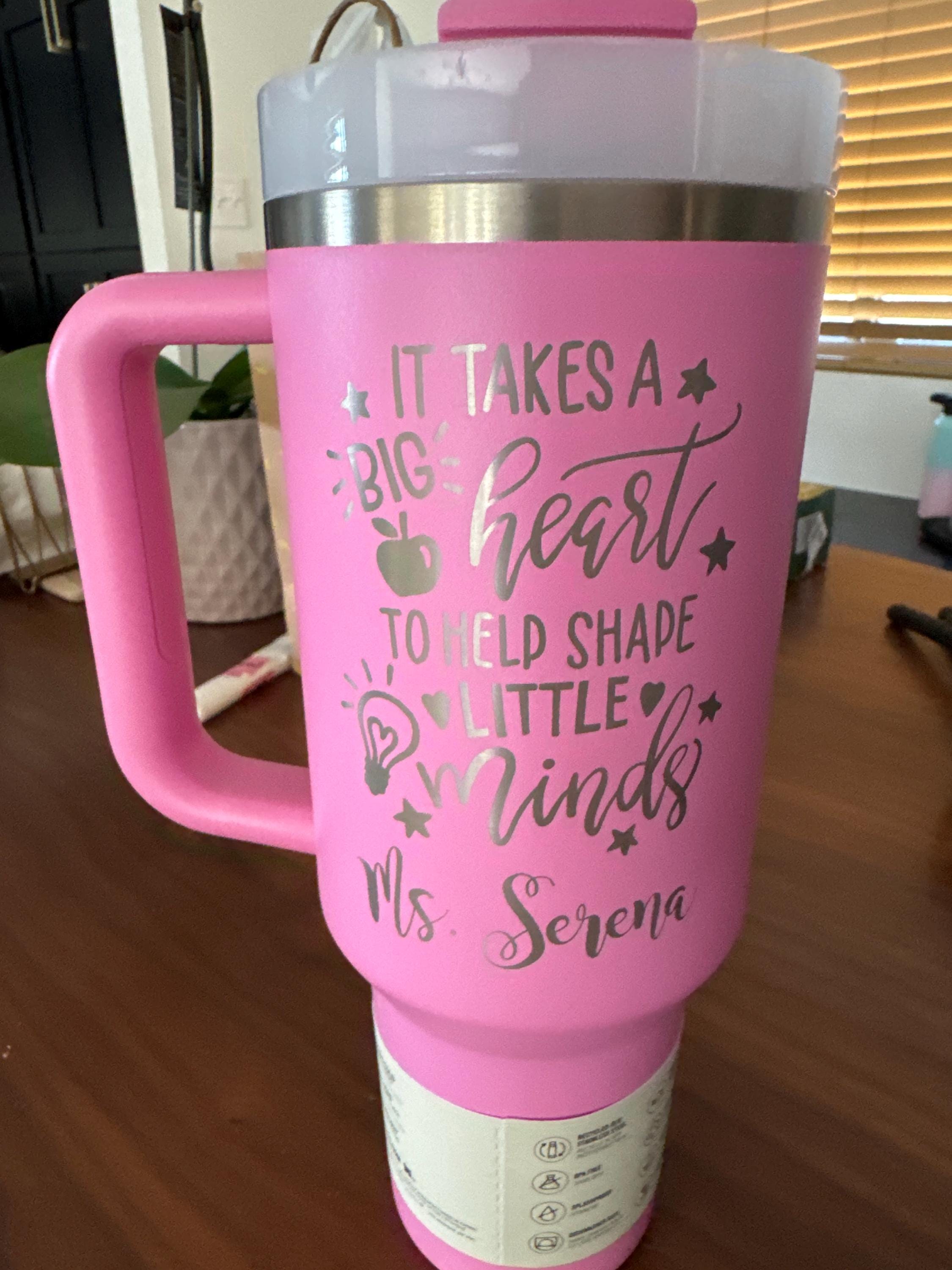 Teacher 40oz Insulated Tumbler with Handle - Personalized Gift for Educators - Eco-Friendly Cup