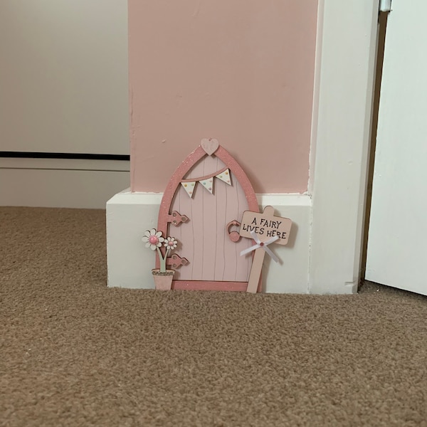 Light Pink Bunting Fairy Door - Etsy