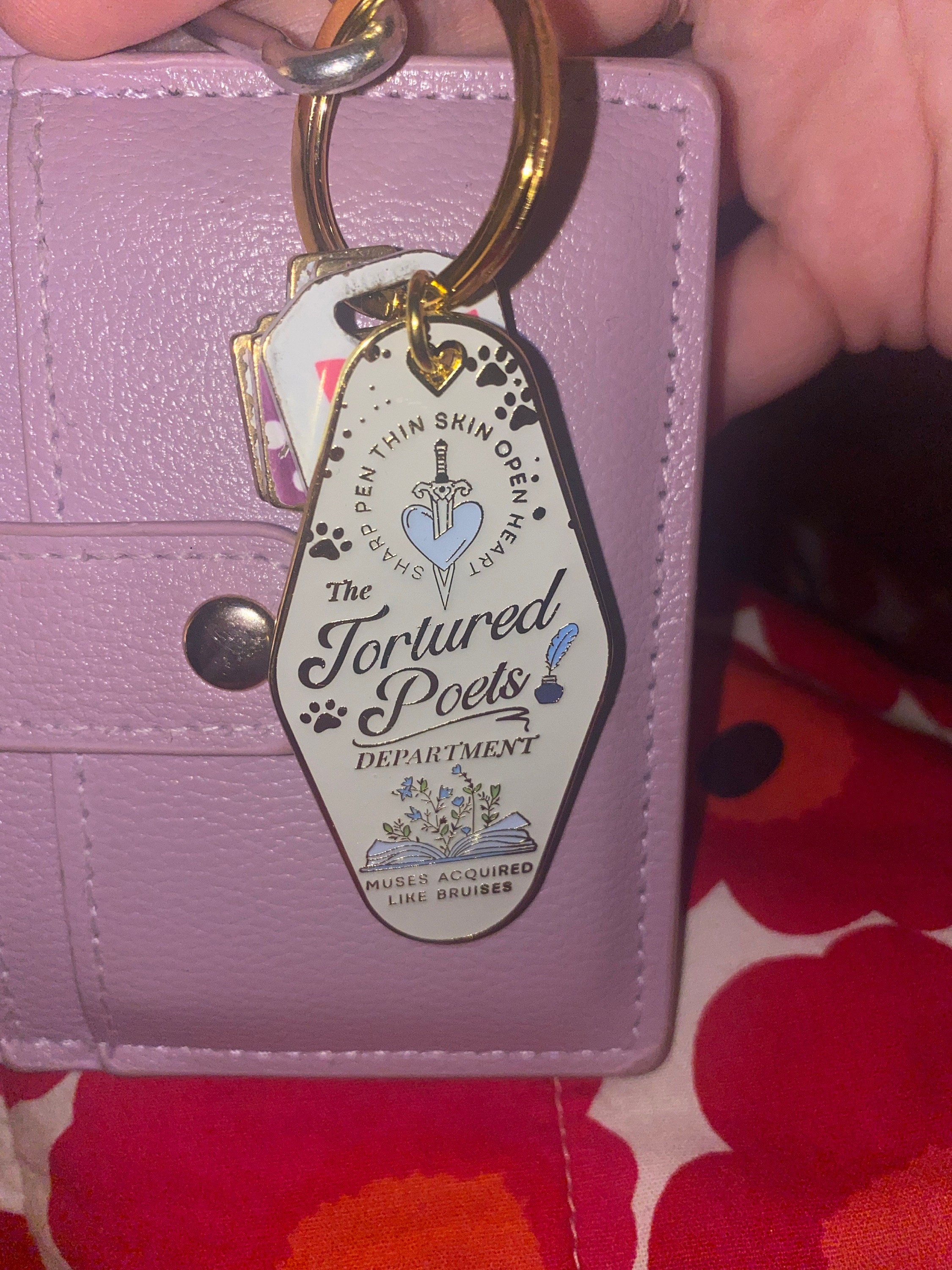 Poetry Department Mini Motel Enamel Keychain, Gift for Her