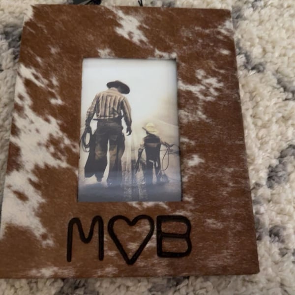Cowhide Photo Frame, Western Picture Frame, Wedding Gift, Personalized ...