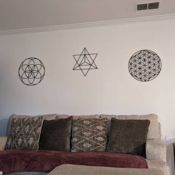 Sacred Geometry Metal Wall Art Set of 4, Home Meditation Metal Yoga ...