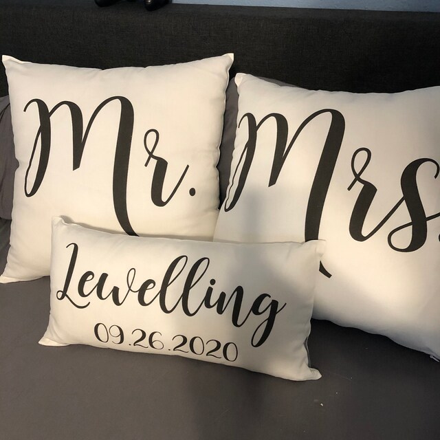 Pottery barn mr and mrs pillow discount