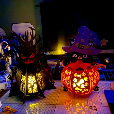 Straw Man Shadow Box Template Halloween Shadow Box SVG Pumpkin Lantern ...
