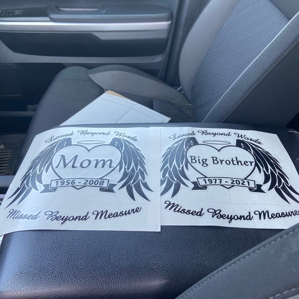 In Loving Memory Angel Wings Car Tag - Engraved Black & Silver Etched License Plate