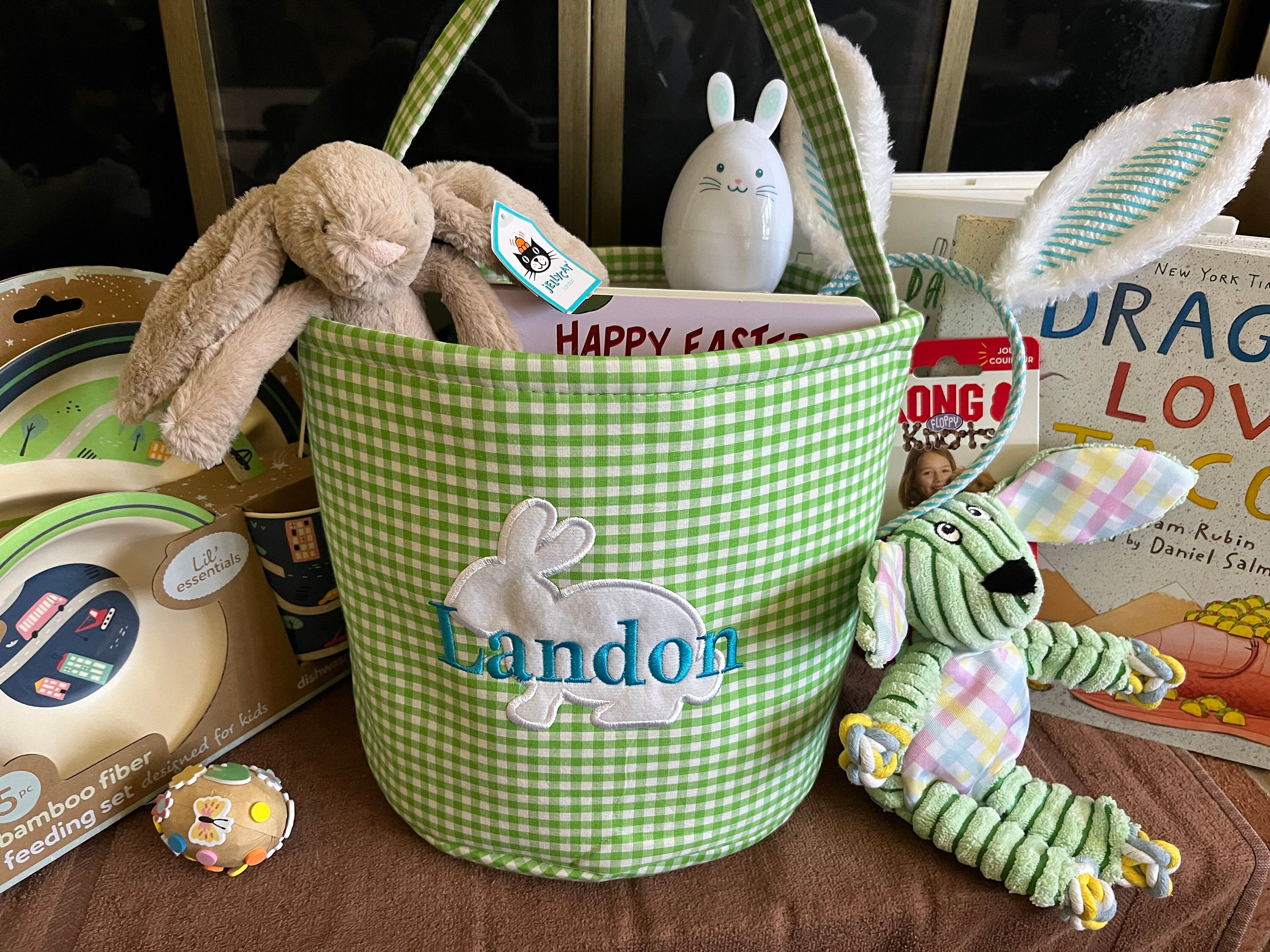 Easter basket, Personalized Easter Basket, monogram easter basket, girls basket, boys basket, girls easter basket, embroidered, Check