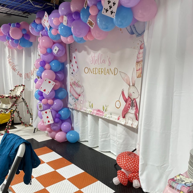Tea Party Backdrop Princess First Birthday Party Decorations Alice in –  sensfunbackdrops
