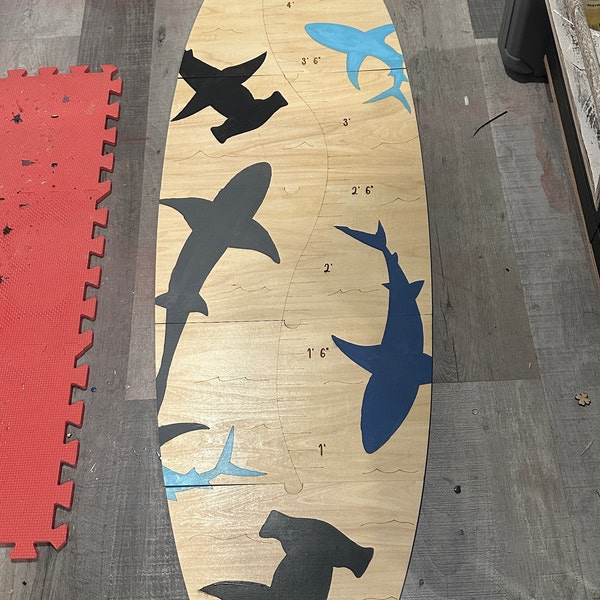 Surfboard Shark Growth Chart Ruler. Kids Nursery Height Measurement ...