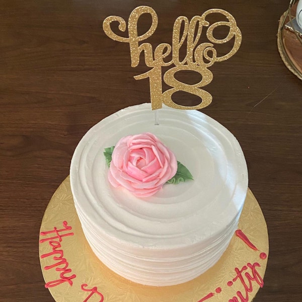 Glitter Hello 18 Birthday Age Cake Topper, 18th Birthday, Eighteen ...