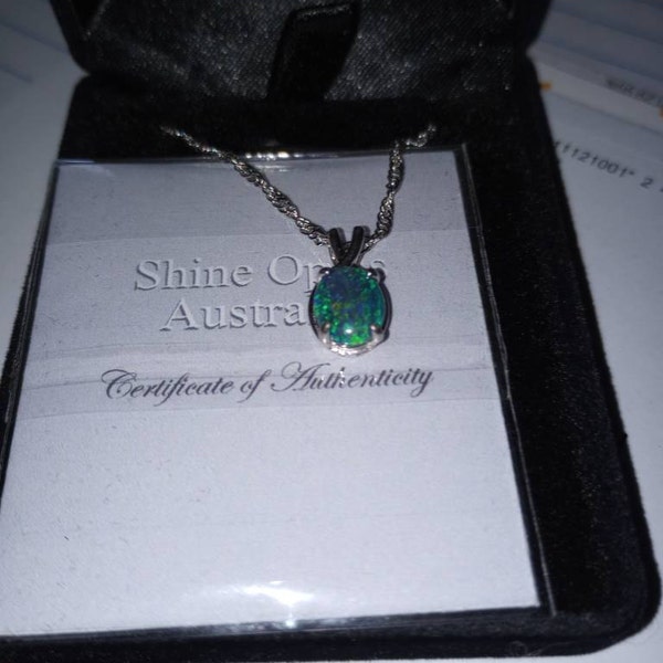 925 Sterling Silver Lightning Ridge Triplet Opal Necklace Pendant w