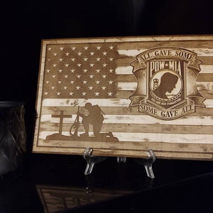 Glowforge Digital Laser Ready Design File - P O W American Flag - Wood ...