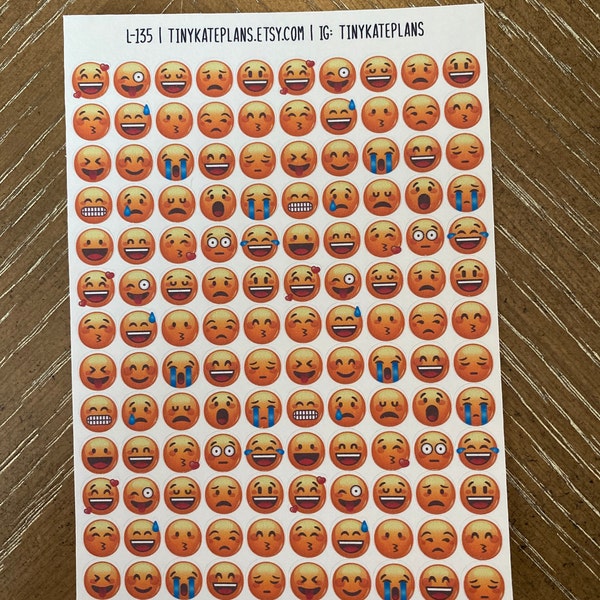 130 Tiny Emoji Planner Stickers, Colorful Mini Mood Planner Stickers ...