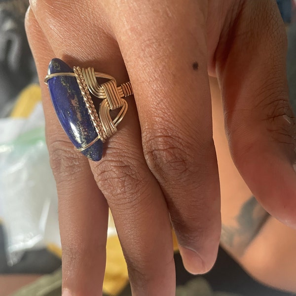 RZ5262 14kt Gold Faceted Lapis Ring