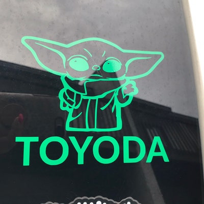 TOYODA Star Wars Yoda Parody Car Sticker - 200mm, Glossy Vinyl, Self-Adhesive