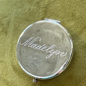 Calligraphy Engraved Compact Mirror | Personalized Gifts | Bridesmaids | Bachelorette | Place Cards | Mother's Day