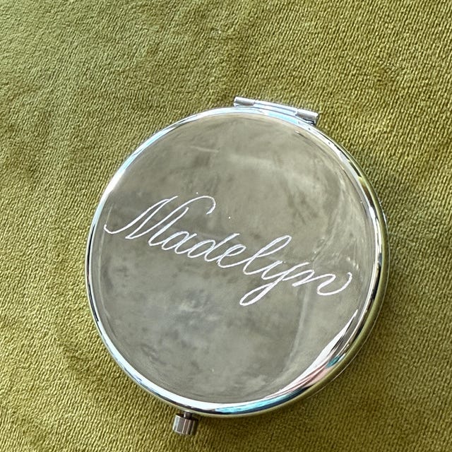 Calligraphy Engraved Compact Mirror | Personalized Gifts | Bridesmaids | Bachelorette | Place Cards | Mother's Day