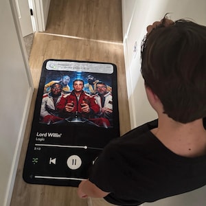 Customizable Digital Music Streaming Service App With Message Notification Rug • Favorite Music Album Playing Screen Capture Printed Mat