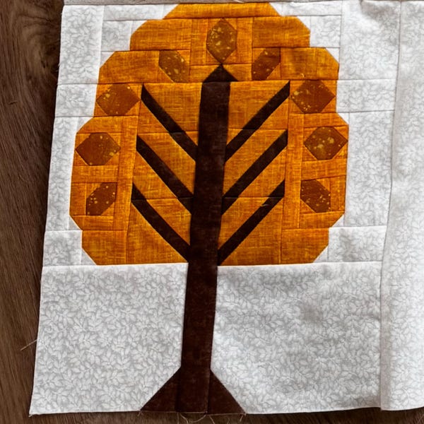 Autumn Tree Fall Leaves Thanksgiving Harvest Quilt Block PDF Pattern ...