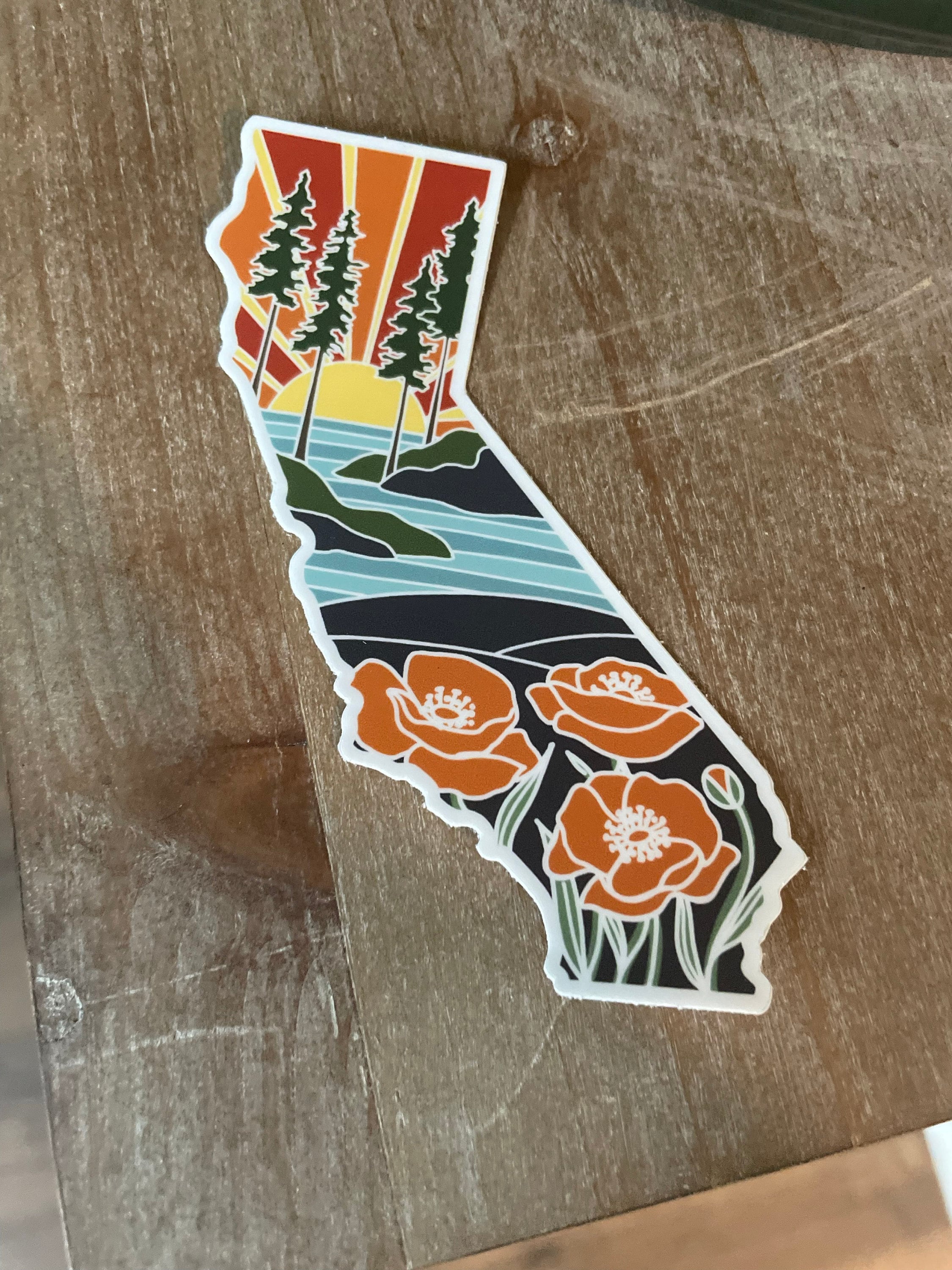 California Poppy Durable Sticker | High Quality Bumper Sticker | United States Vinyl Decal | Weatherproof Sticker | 3&quot;