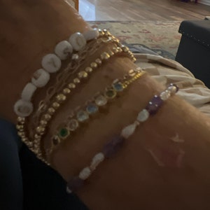 14K Gold Round Birthstone Bracelets, Custom Made Family Birthstone Jewelry, Personalized Silver Gemstone Bracelet, Best Gifts For Mothers