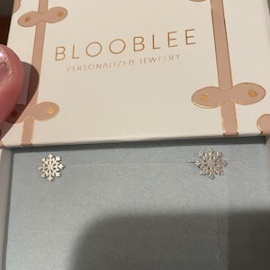 Customer photo, Snowflake Stud Earrings