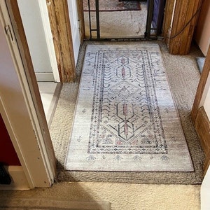 Entryway Rug, 3.2 X 3.2 Ft Vintage Round Rug, 3 X 3 Ft Small Round Rug ...