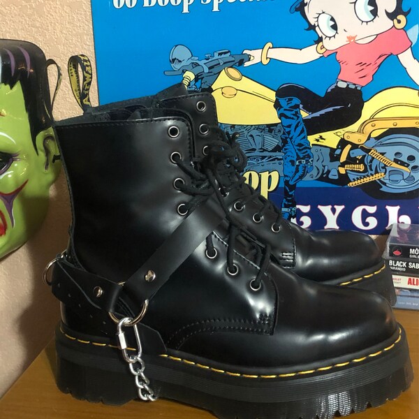 Unisex Black Boot Strap 1.0 and Chain 1/8" Quick Link SINGLE BOOTSTRAP ...