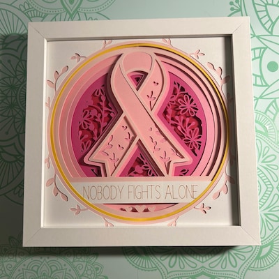 3D Cancer Awareness Ribbon Shadow Box, Cancer Ribbon SVG, Layered Paper ...