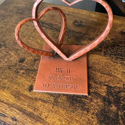 8th Anniversary Bronze Heart Pendant With Stamped 8 - Hammered Finish, On 18" Sterling Silver Chain, Unique Gift - View #9