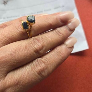Customer photo from Flo, Dainty Raw Sapphire Ring in Yellow Gold
