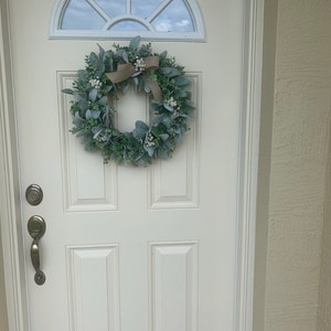 Year Round Lambs Ear Wreath, Modern Farmhouse Eucalyptus Wreath ...