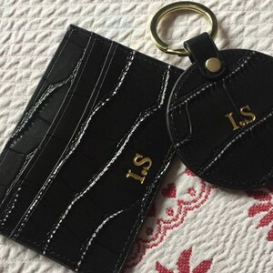 Personalized Card Holder | Embossed Croc Leather Card Wallet