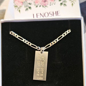 925 Sterling Silver Personalized Necklace for Men, Fathers Day Gift from Daughter, Personalized Men's Jewelry, Gifts for Boyfriend
