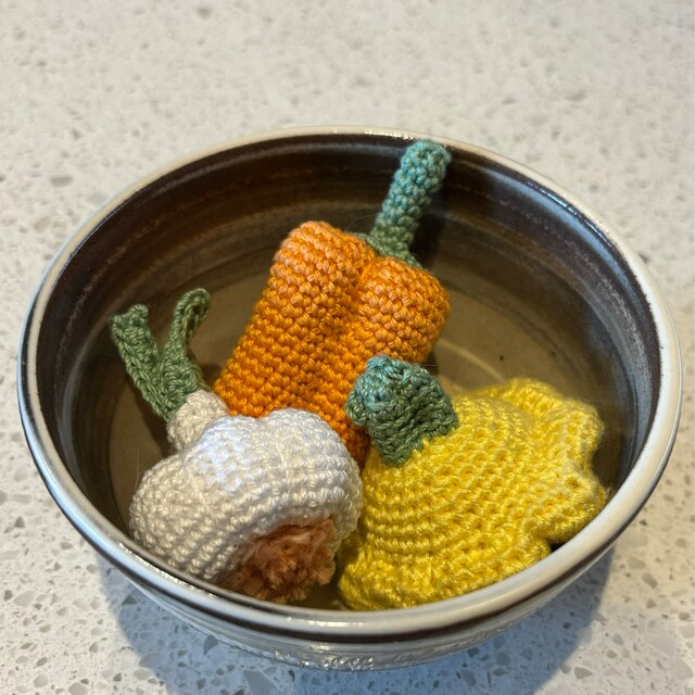 かぎ針編みの野菜パターン20個セット、あみぐるみ遊び用食品