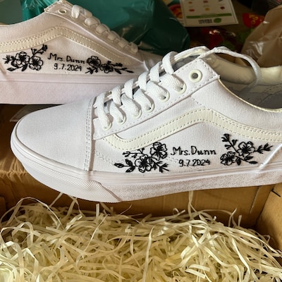 Wedding Vans/custom Vans Shoes/custom Sneakers/embroidered Vans Blue ...