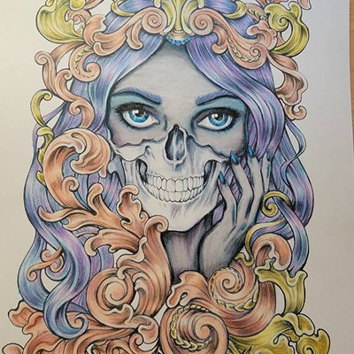 Skull Mariola Budek Premium Coloring Page Printable Adult Colouring ...